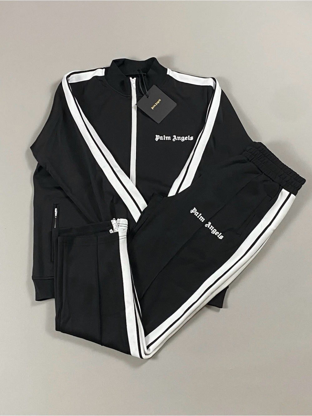 Palm Angels Black with White Stripe Jogger Set